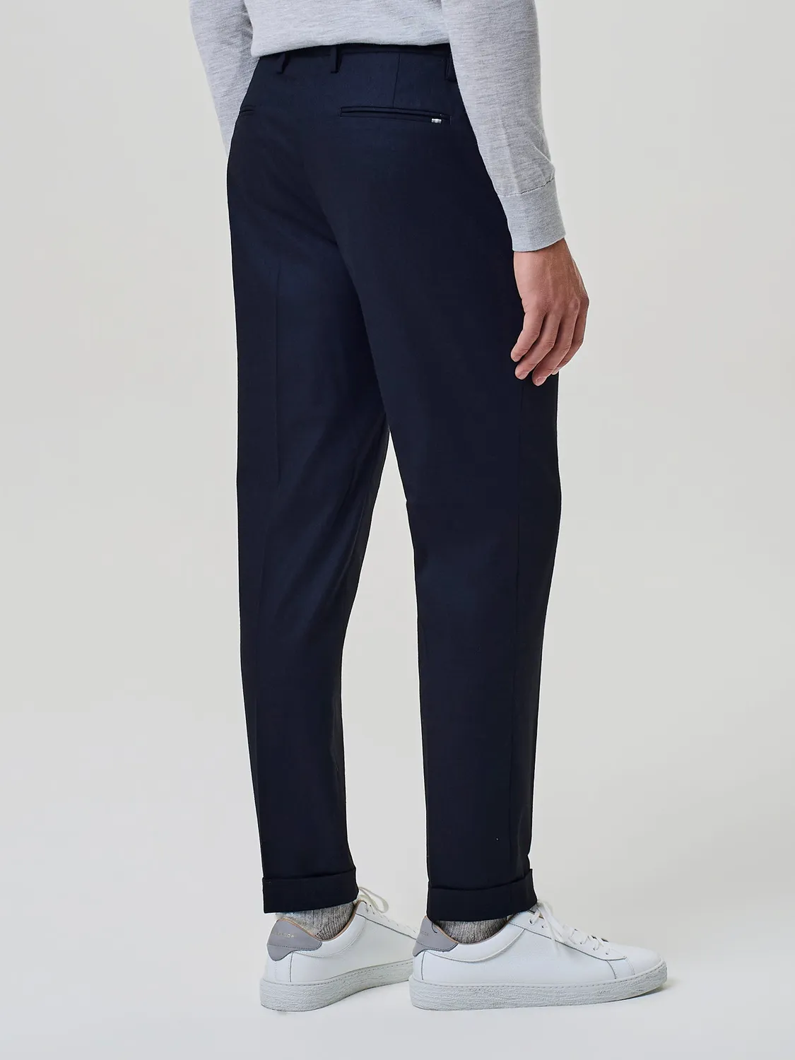 Paul Taylor Pantalone Flanella Misto Lana Blu Coulisse