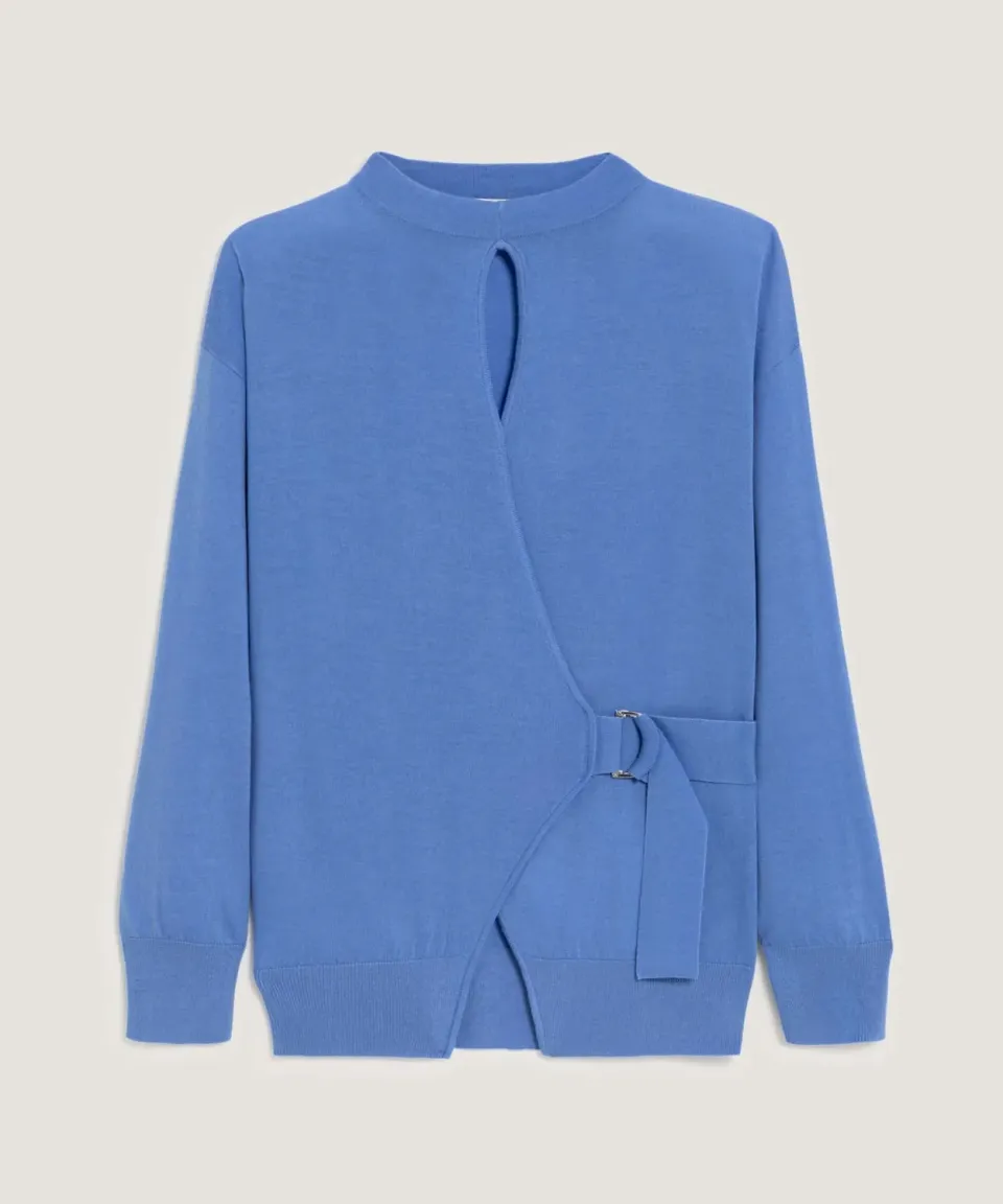 Rodier avvolgente maglione lana merino blu orizzonte