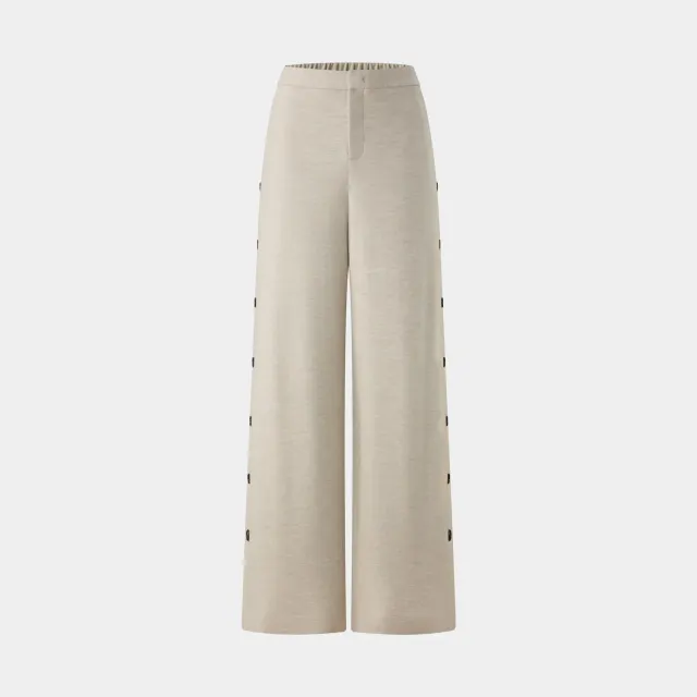 PORTS Wool-Cashmere Wide Leg Pants pantaloni avena larghi