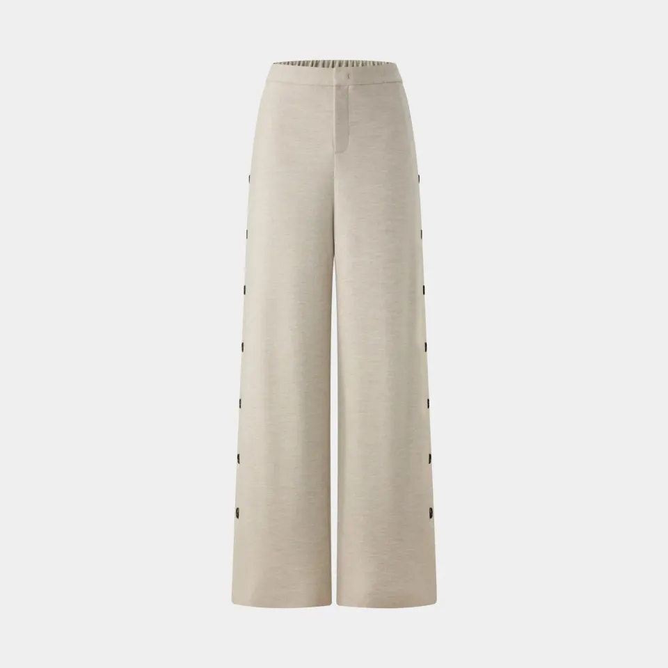 PORTS Wool-Cashmere Wide Leg Pants pantaloni avena larghi