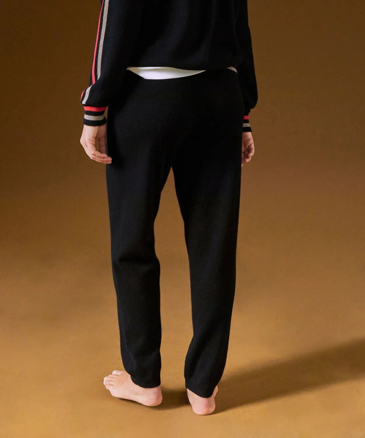 Rodier pantaloni dritti cashmere nero coulisse