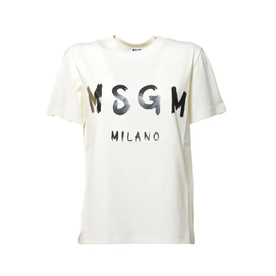 MSGM Pennellata 2000MDM510200002 t-shirt cotone crema