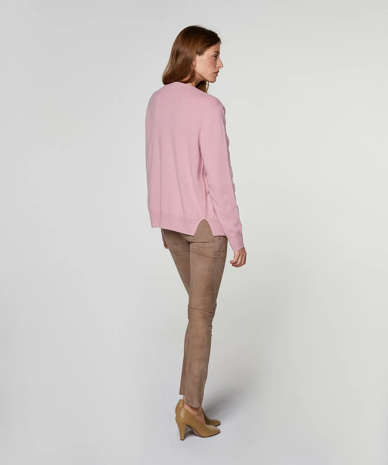 Rodier cardigan girocollo cashmere rosa