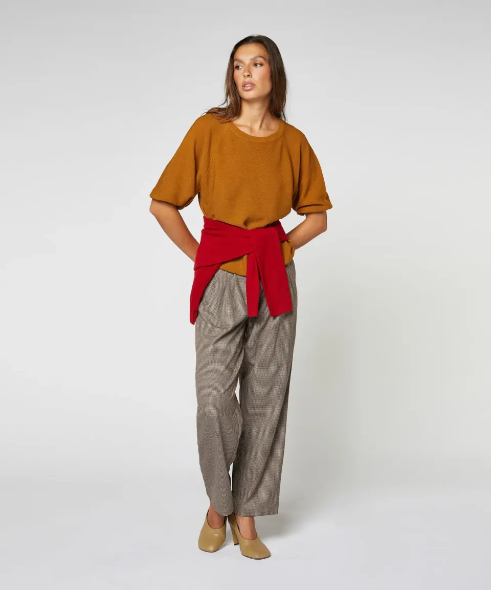 Rodier girocollo 3/4 maglione lana merino senape