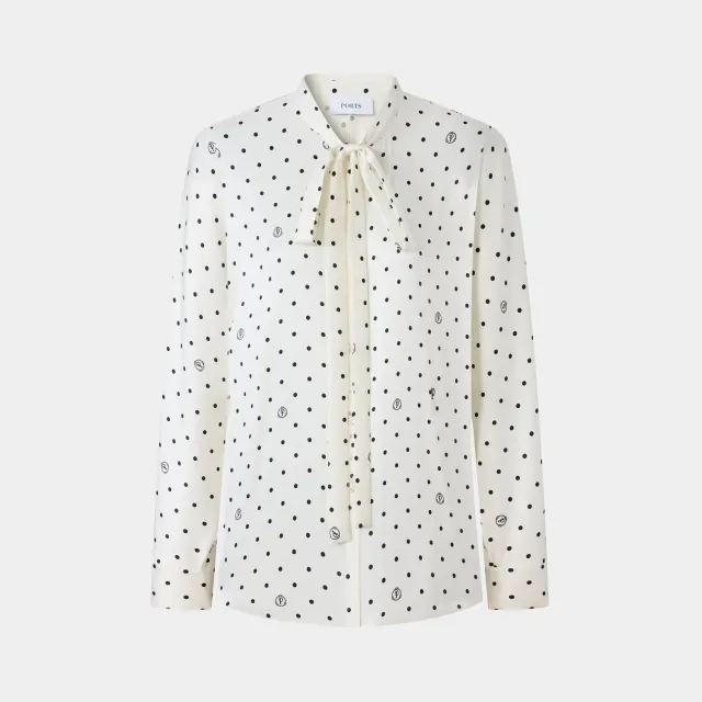 PORTS White Polka Dot camicia pois crema 8