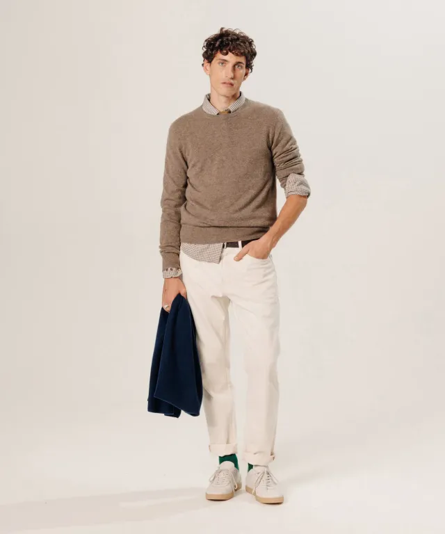 Rodier Maglione Girocollo Uomo Cashmere Tortora Melange