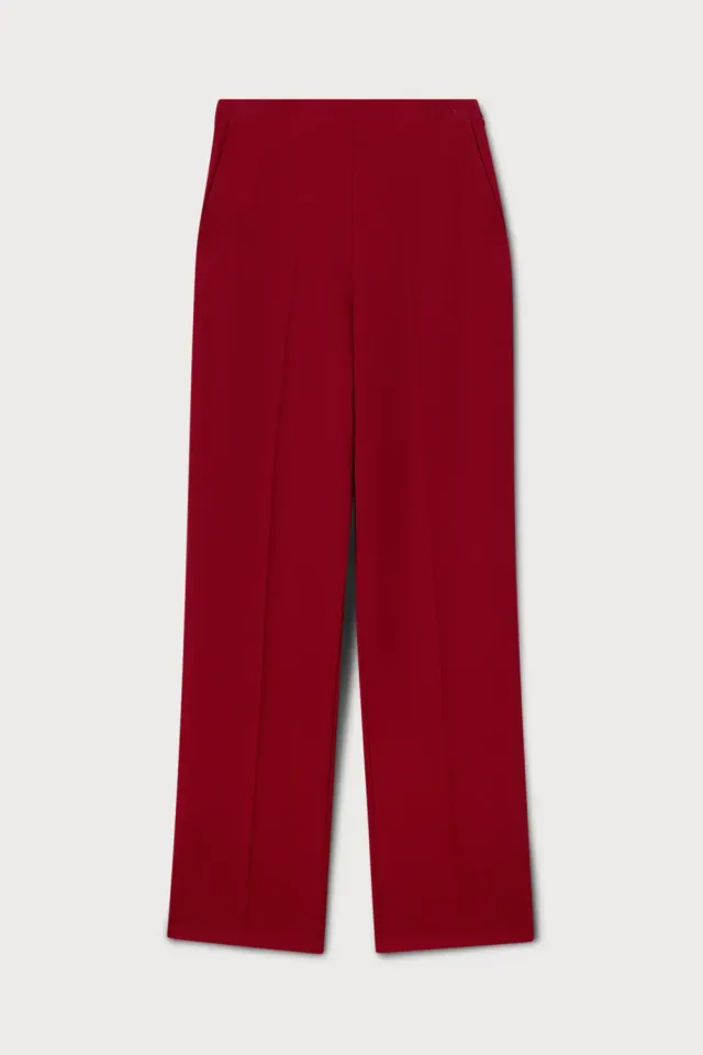 PORTS PW426TST01-QWW049 pantaloni dritti lana rossa