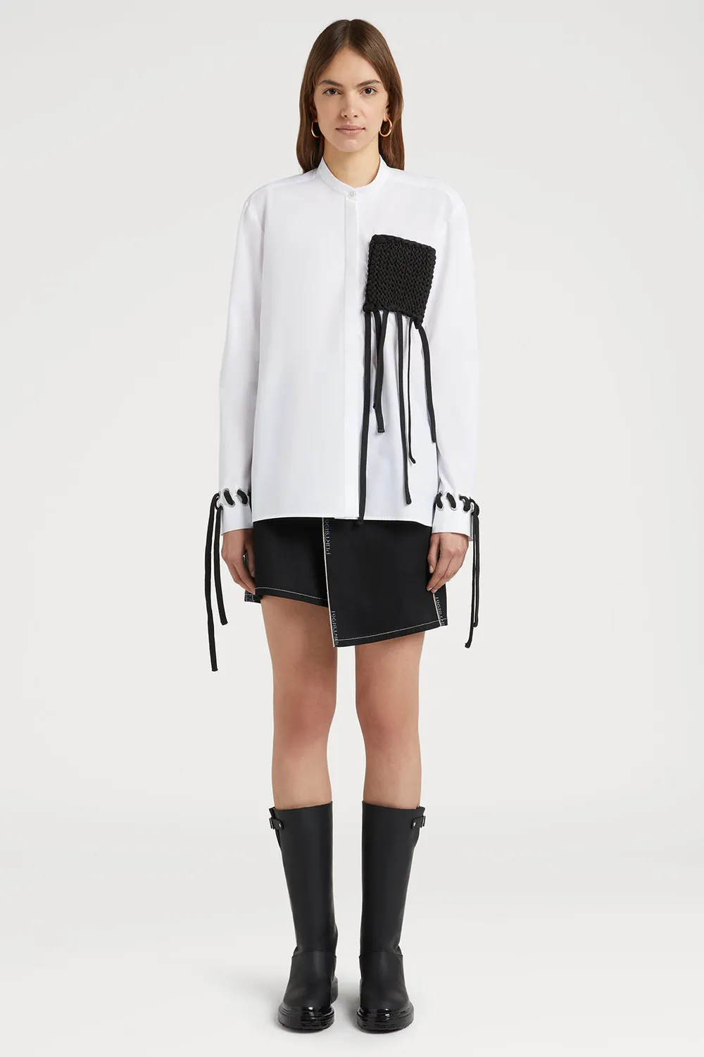 PORTS Long Sleeve Shirt camicia bianca tasca pizzo