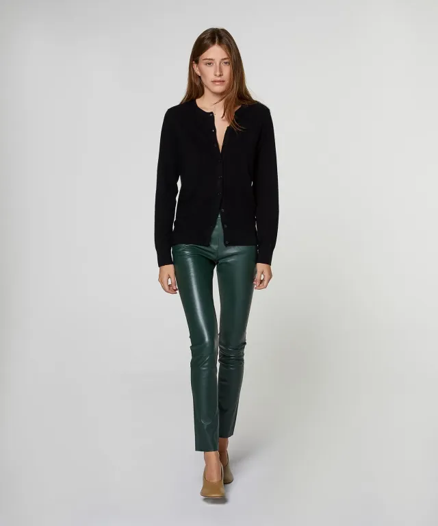 Rodier Leggings Pelle Agnello Verde Pino Elasticizzato