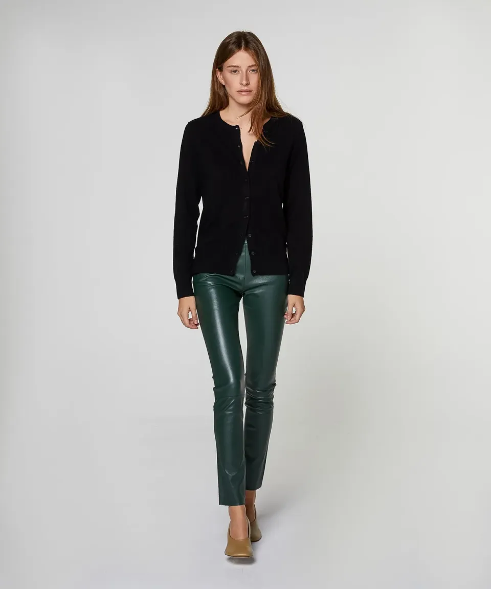 Rodier Leggings Pelle Agnello Verde Pino Elasticizzato