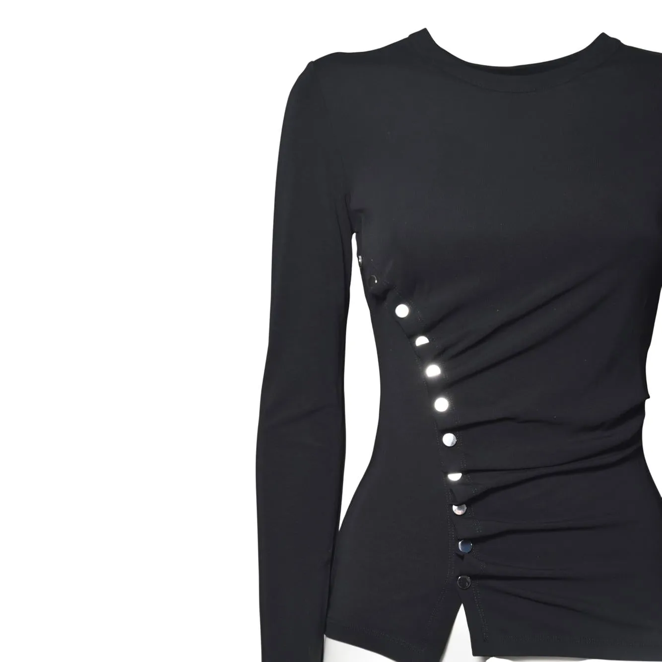 Rabanne 24AJTO708VI0386 top nero maniche lunghe viscosa