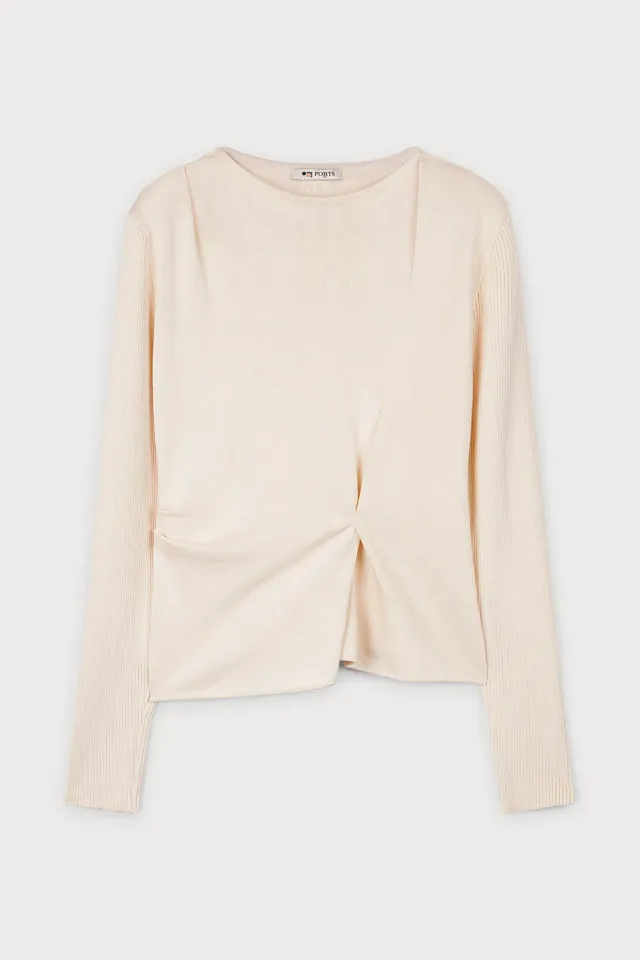 PORTS 1961 Twist Front top avorio maniche lunghe