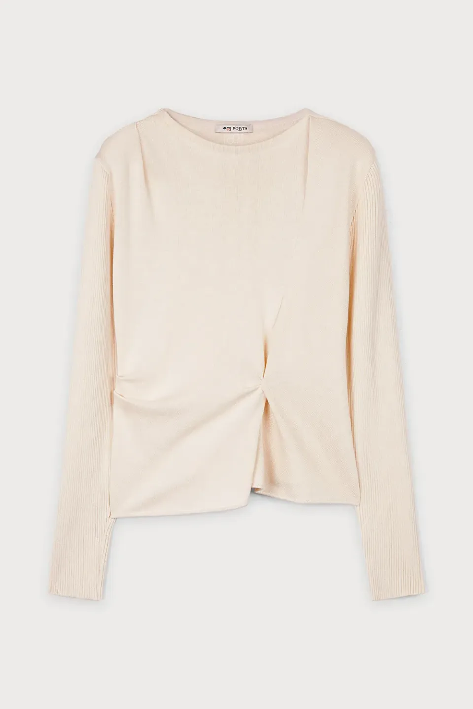 PORTS 1961 Twist Front top avorio maniche lunghe