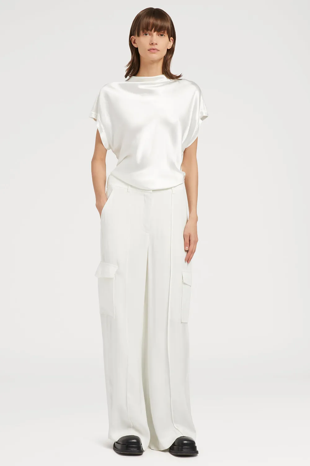 PORTS 1961 Bauhaus top bianco smanicato viscosa