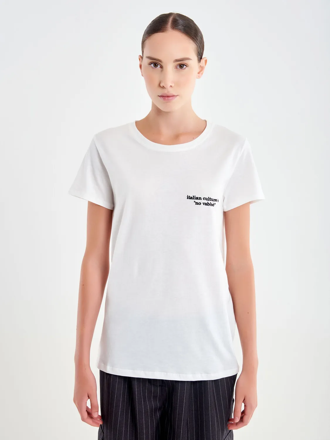Vicolo Basica con Scritta t-shirt bianca taglia unica cotone