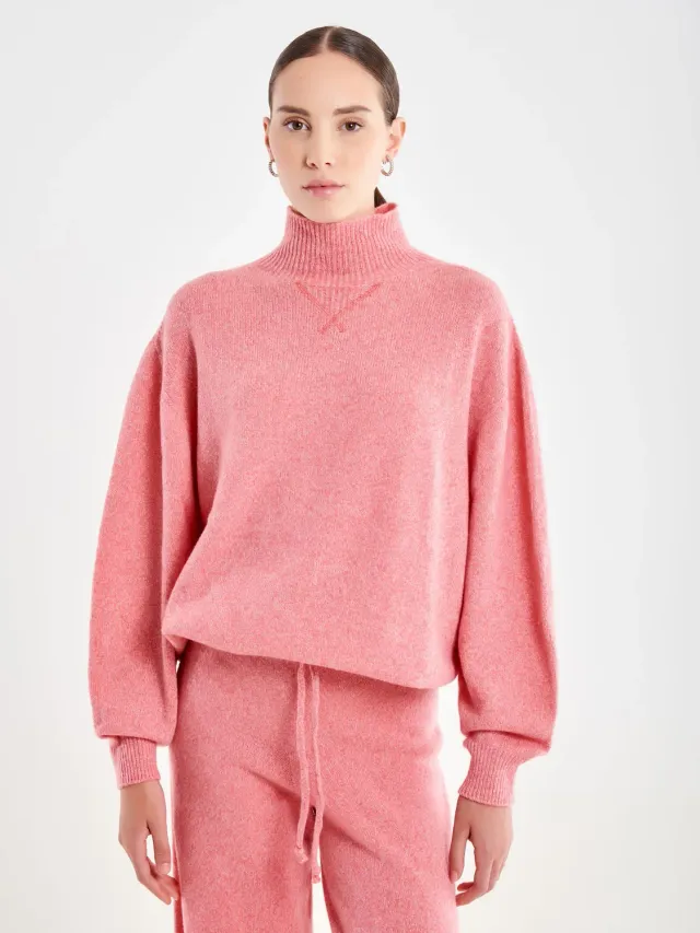 Vicolo Pull scollo cratere maglia rosa unica
