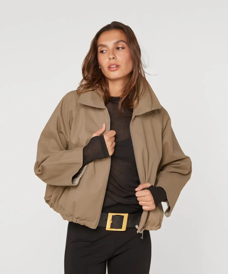 Rodier Giacca Oversize Cotone Beige Scuro Zip
