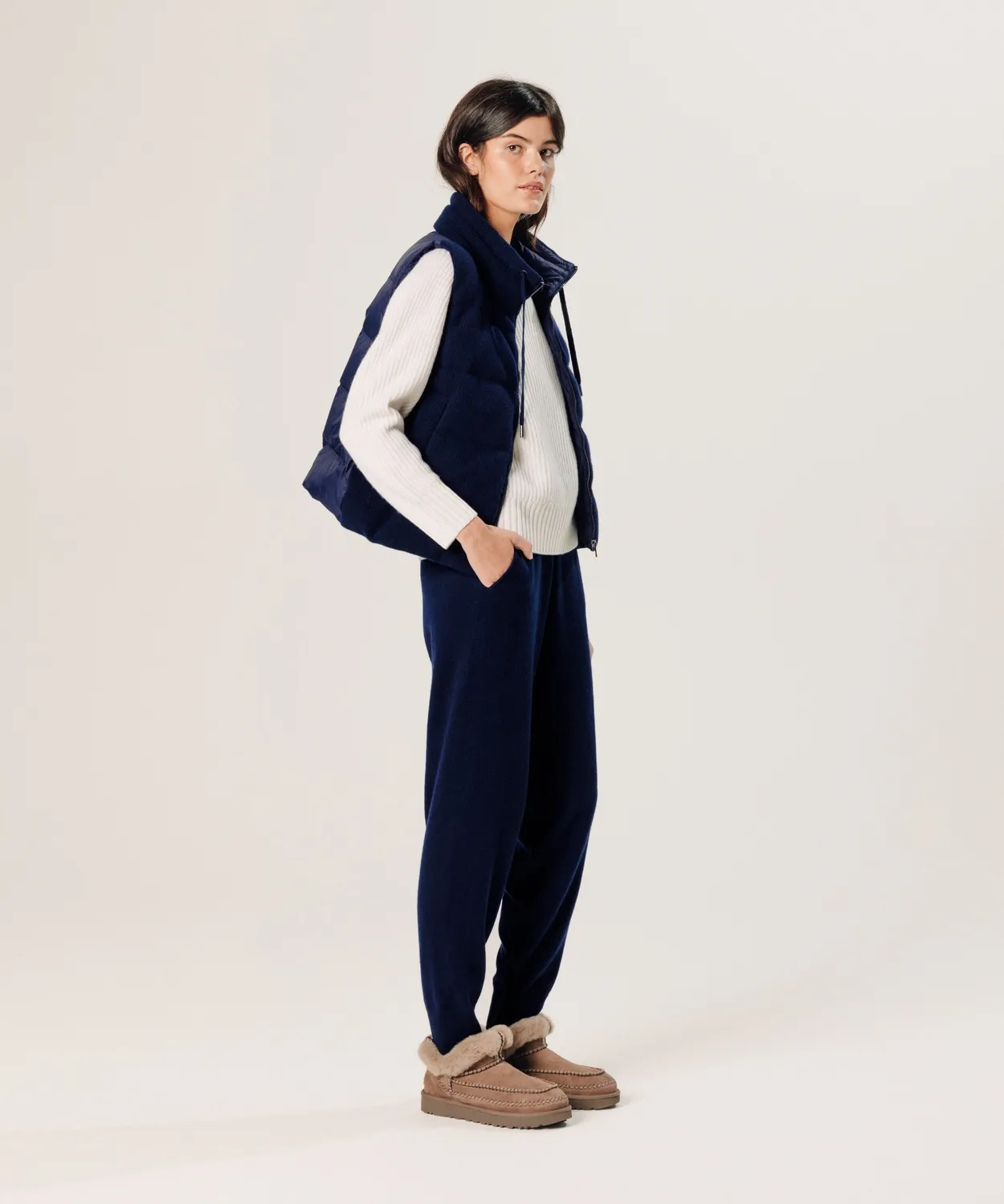 Rodier Maglia girocollo cashmere maglione bianco S