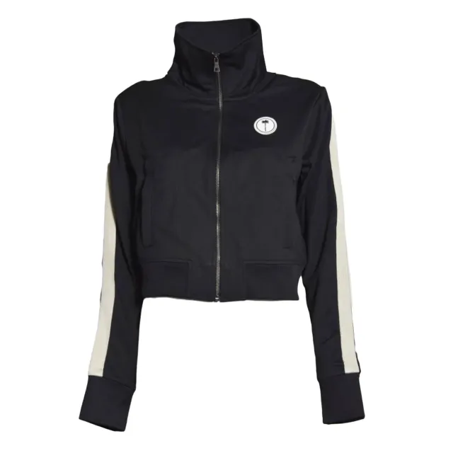 Palm Angels PWBD045S26FAB002 Felpa zip nera cropped
