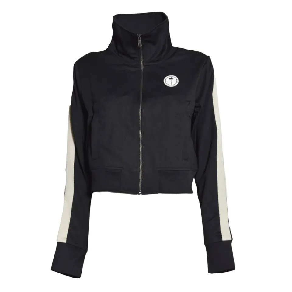 Palm Angels PWBD045S26FAB002 Felpa zip nera cropped