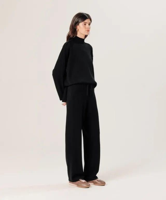 Rodier Pantaloni Jogging Cashmere Ampi Neri