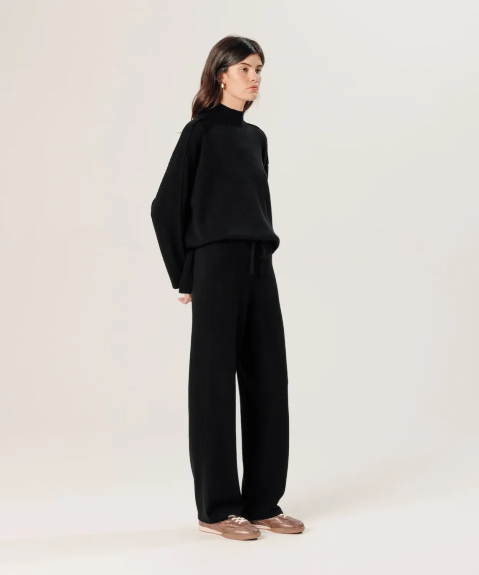 Rodier Pantaloni Jogging Cashmere Ampi Neri
