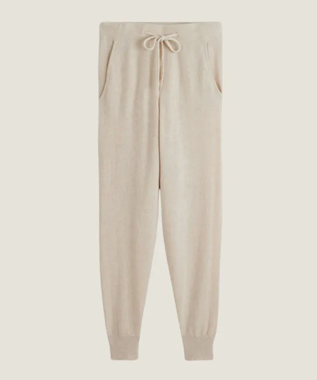 Rodier pantaloni jogging cashmere bianco crema 100% cashmere