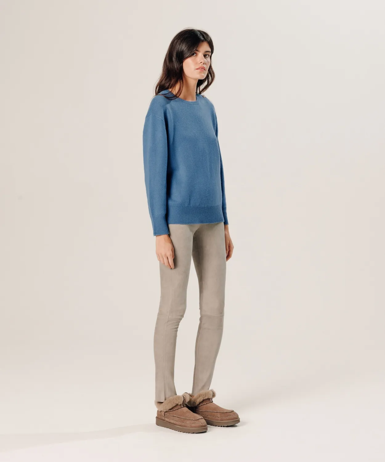 Rodier Maglione oversize cashmere azzurro 100% cashmere