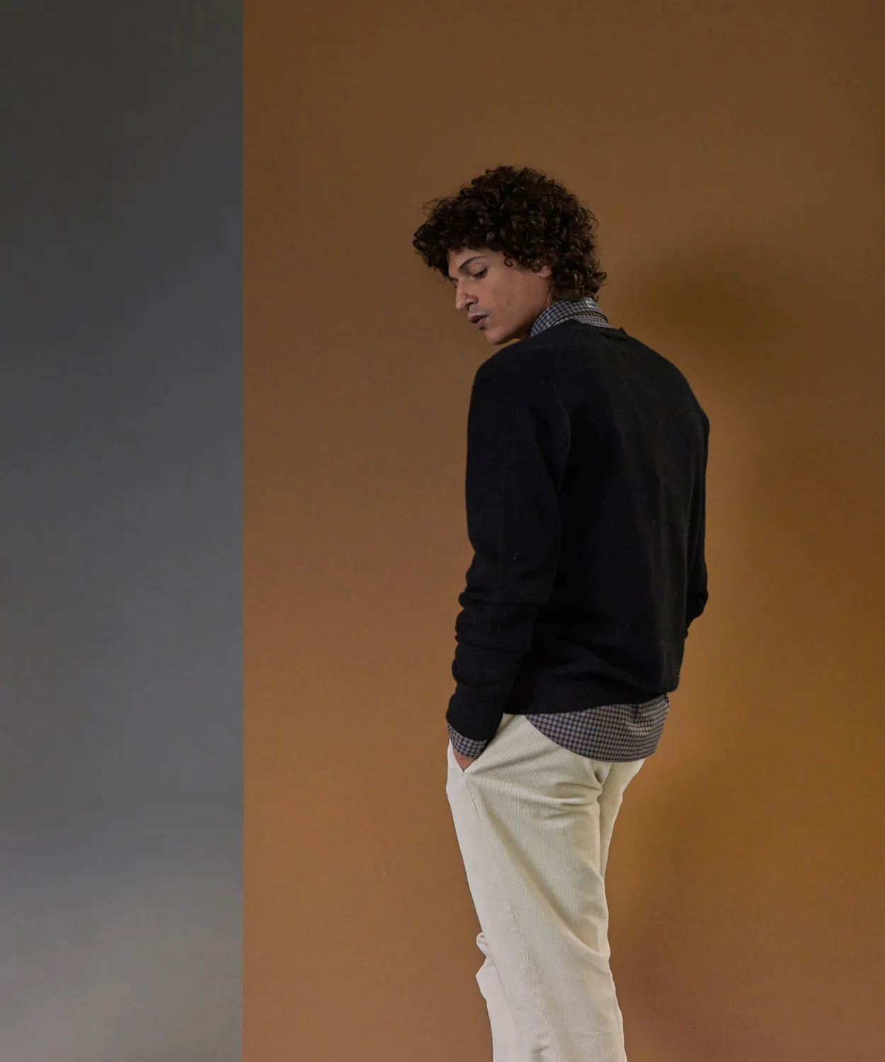 Rodier cardigan cashmere 2 fili scollo V nero uomo