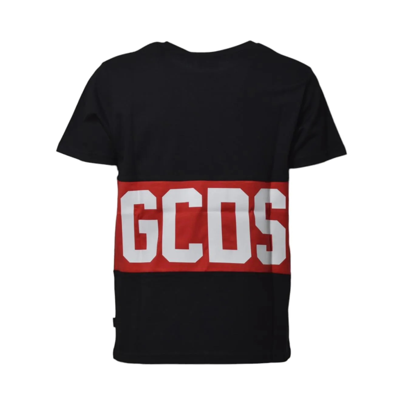 GCDS B1XM2314JA3 t-shirt nera logo banda cotone