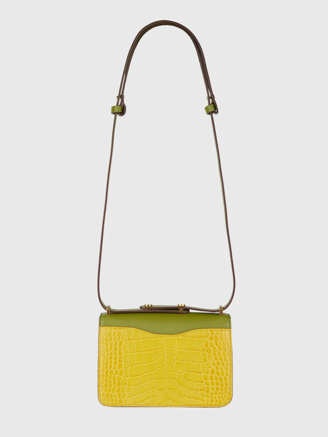 Ports Anika borsa box pelle verde giallo tracolla