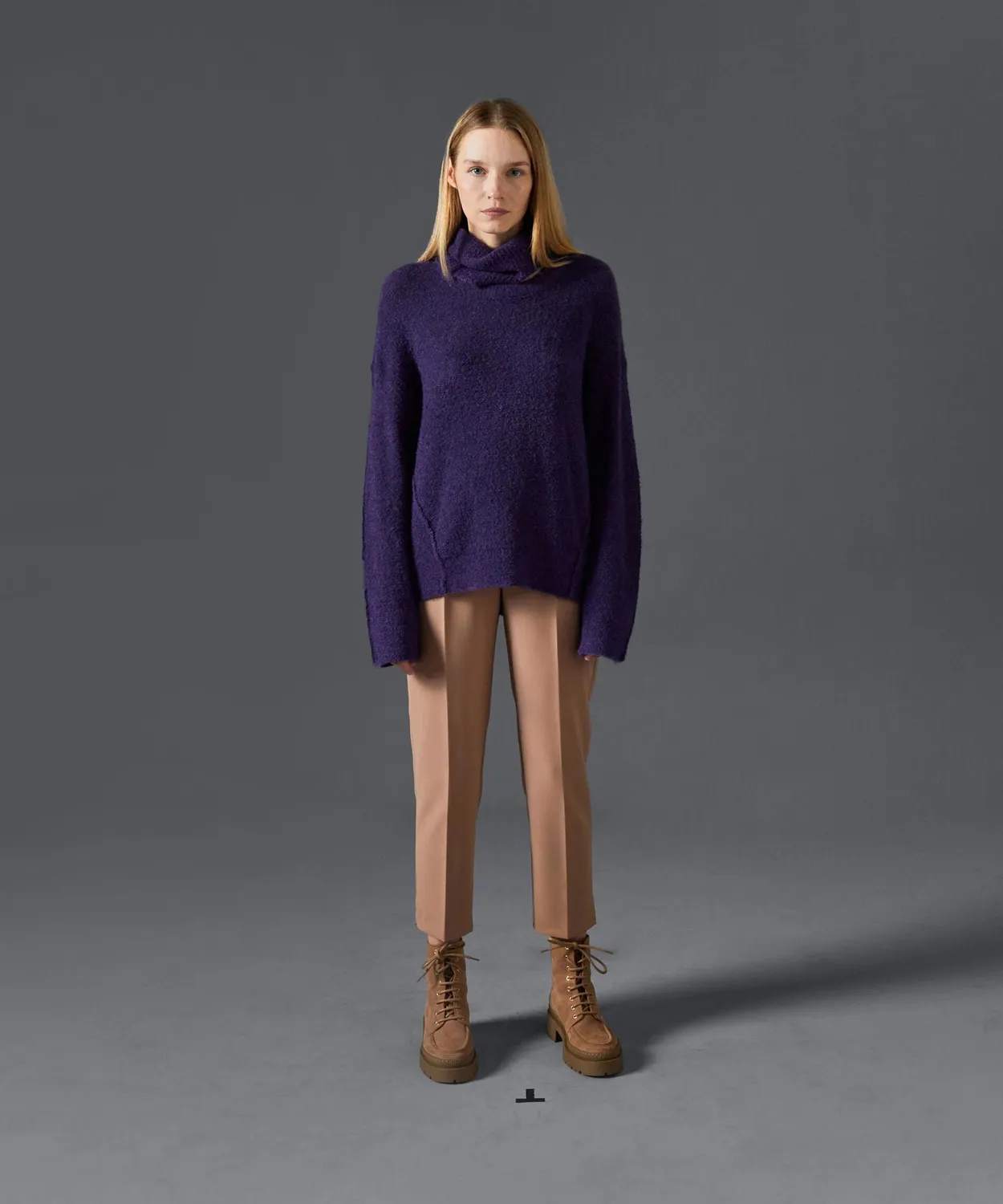 Rodier Maglione Dolcevita Viola Scuro Bouclette