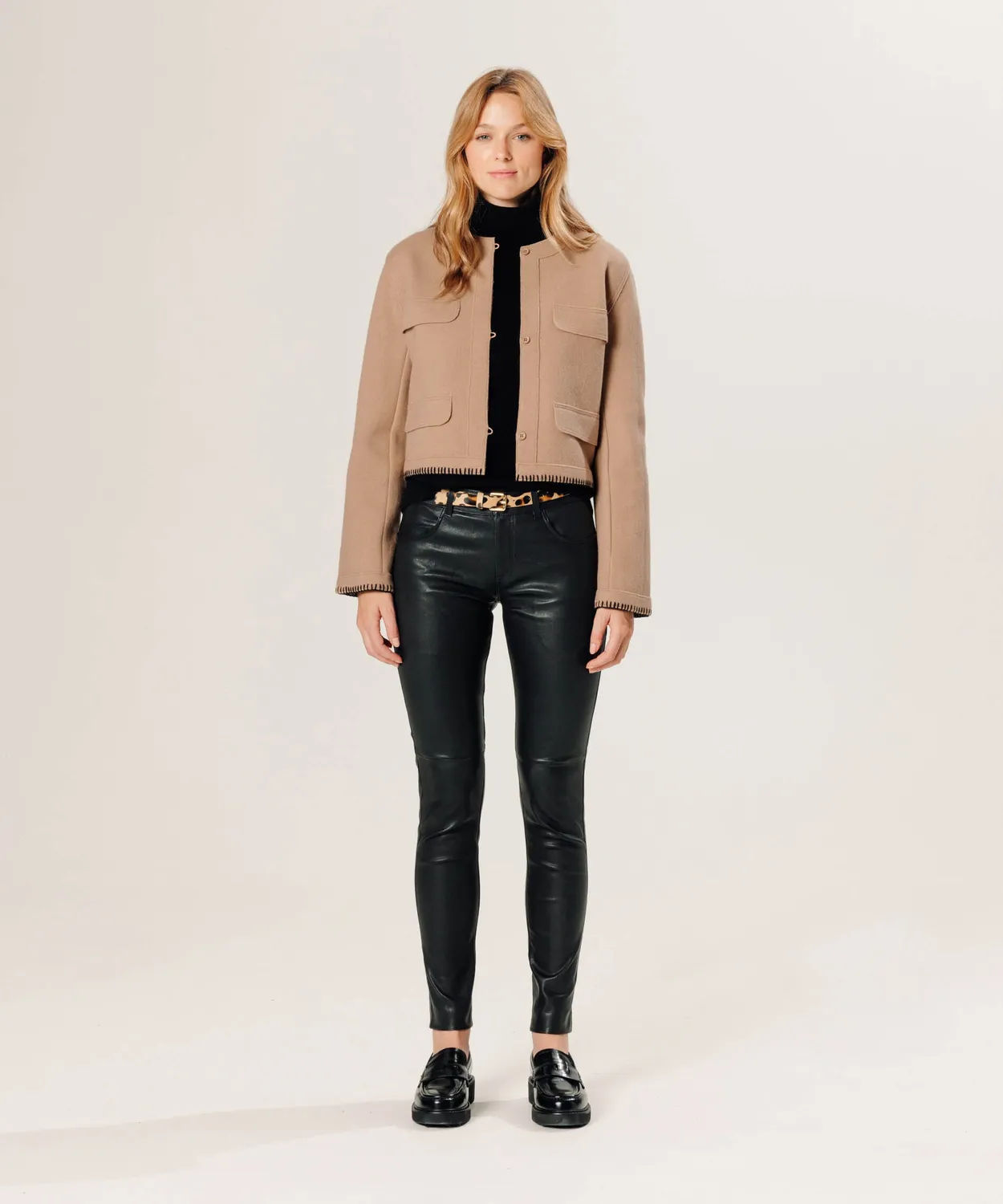 Rodier Pantaloni pelle elasticizzata slim nero