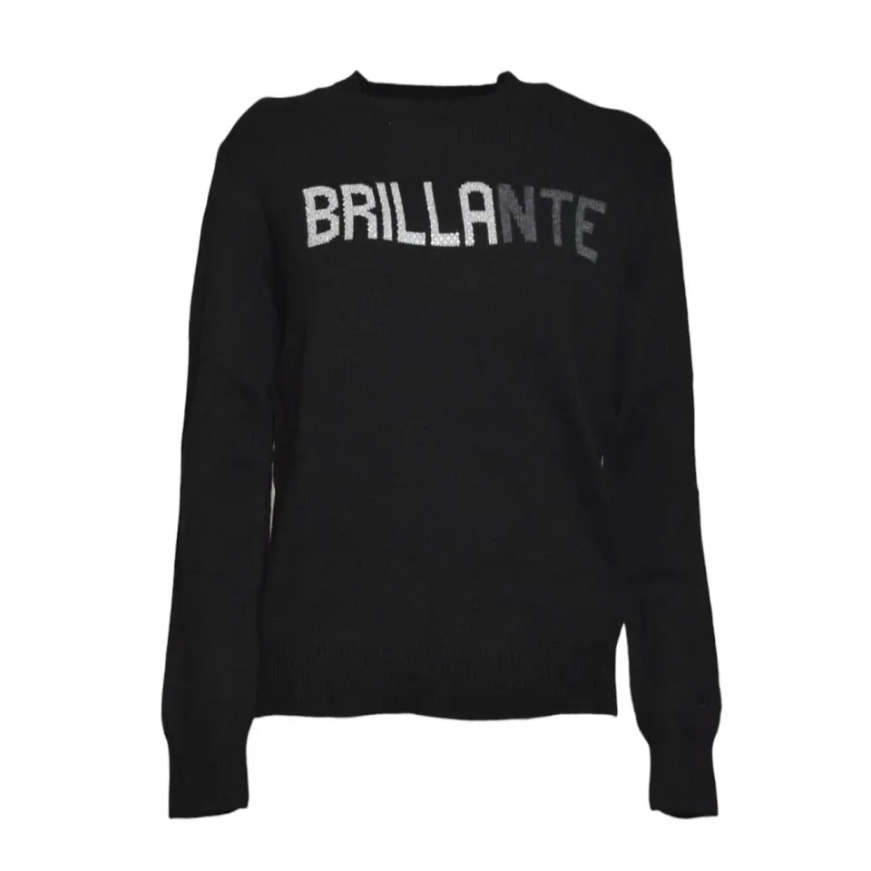 Saint Barth QUE0010STRASS maglione donna nero in lana
