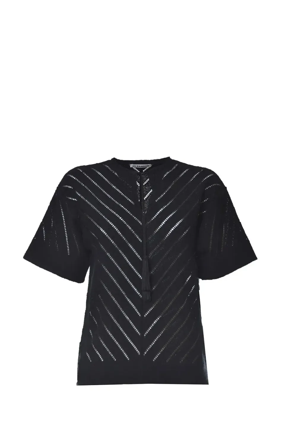 Jil Sander JSPU754056 top donna nero traforato