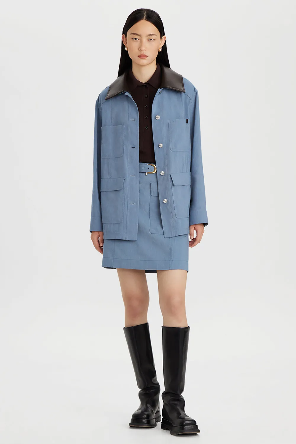 PORTS 1961 PW326XJD01 minigonna utility cintura azzurra