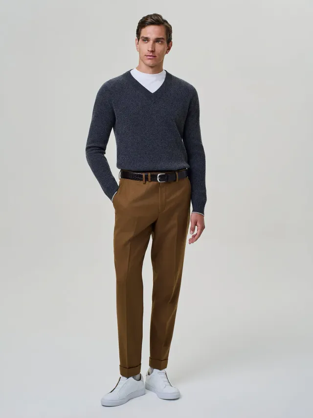 Paul Taylor Pantalone Sartoriale Flanella Rust Misto Lana
