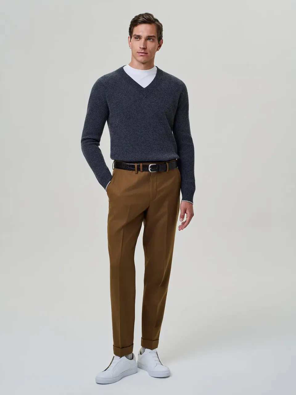 Paul Taylor Pantalone Sartoriale Flanella Rust Misto Lana