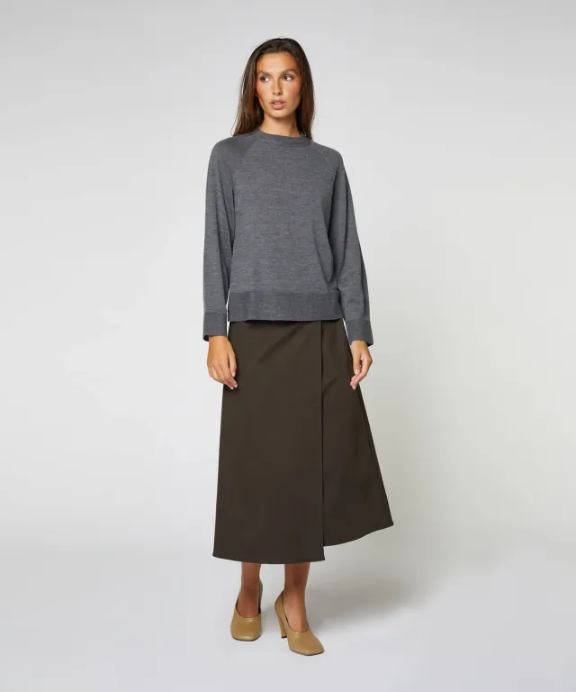 Rodier maglione lana merino girocollo grigio scuro