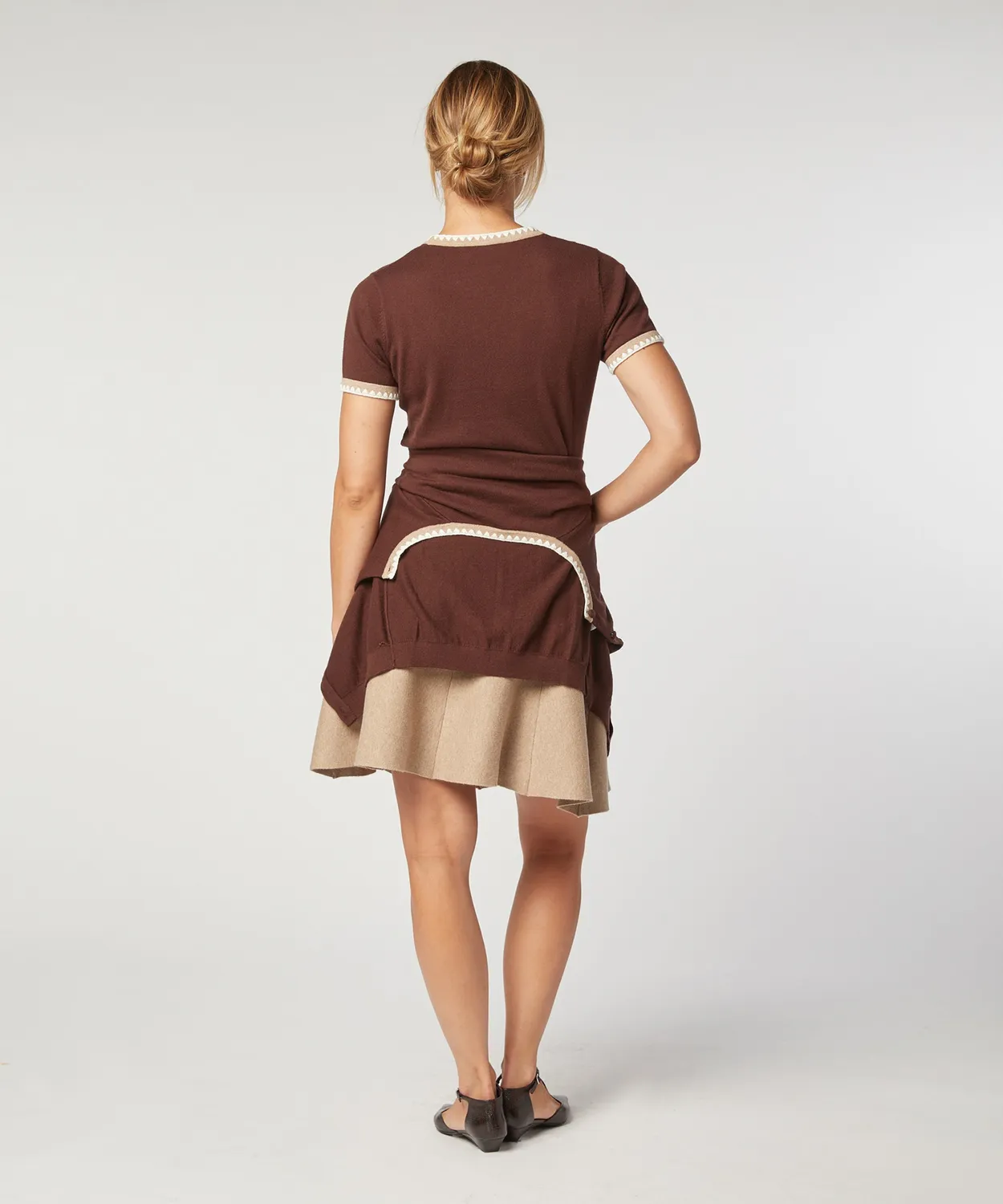 Rodier twin-set in cotone marrone top e cardigan