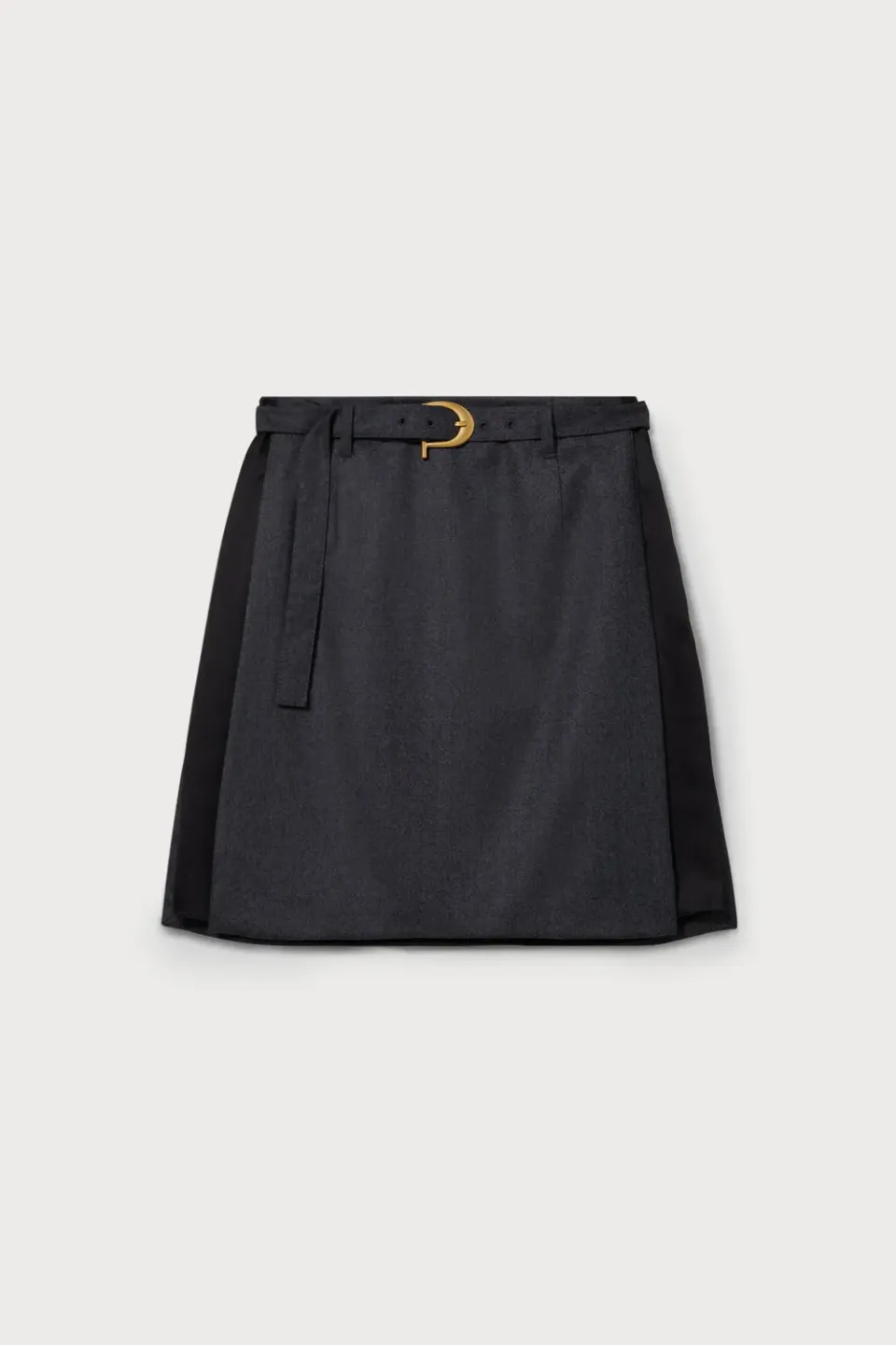 PORTS Belted Panelled gonna grigia lana cintura P