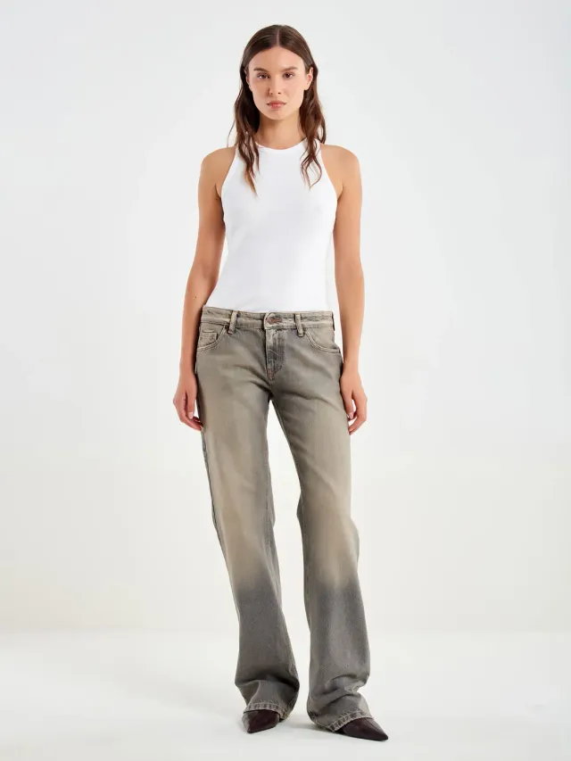 VICOLO Basma Straight jeans grigi vita bassa
