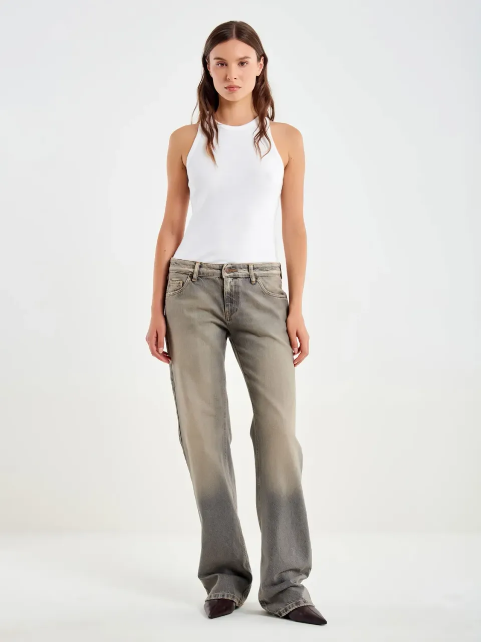 VICOLO Basma Straight jeans grigi vita bassa