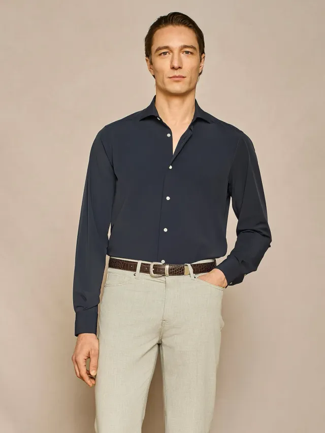 Paul Taylor camicia jersey tecnico blu regular fit