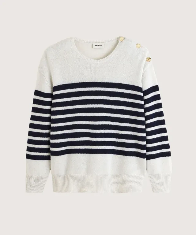 Rodier maglione marinaio cashmere righe bianco