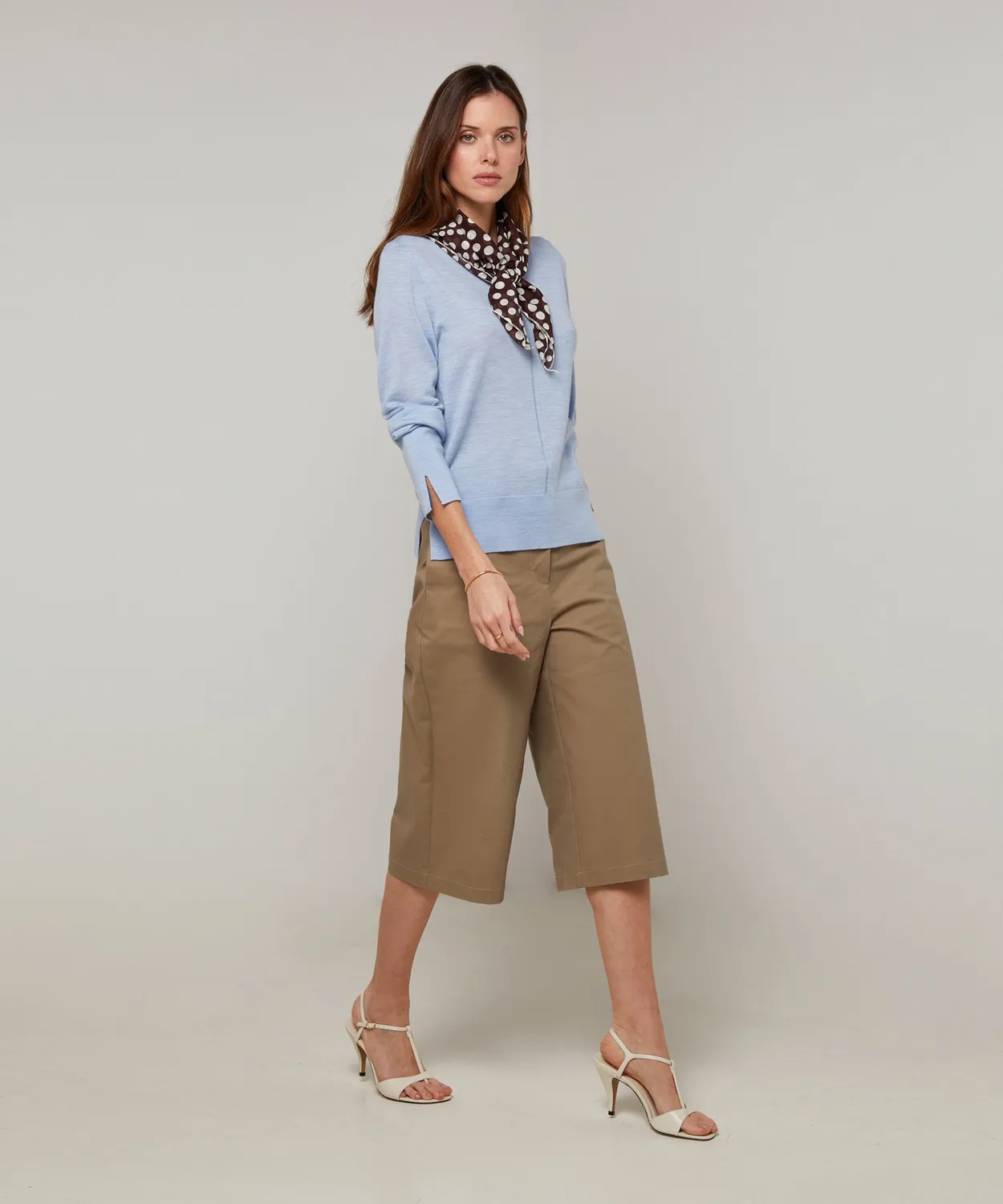 Rodier Maglia Girocollo Lana Merino Celeste