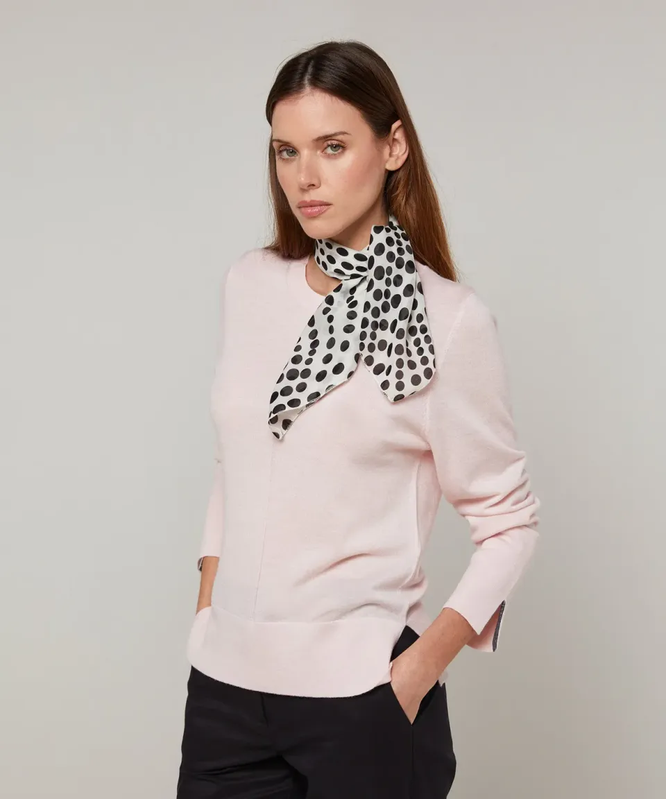 Rodier Maglione Girocollo Rosa Perla Lana Merino Fine