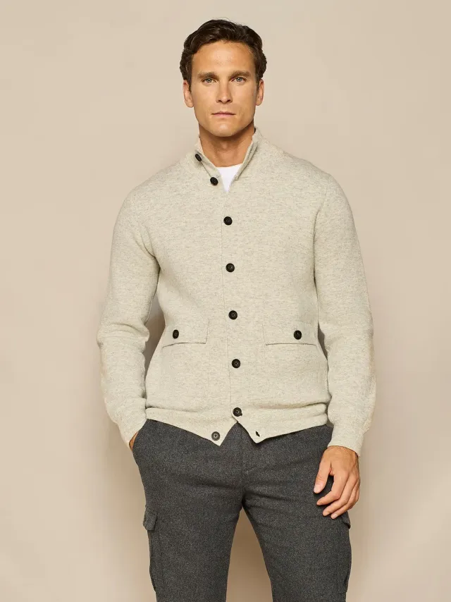 Paul Taylor Bomber Maglia Grigio Melange Finezza 7