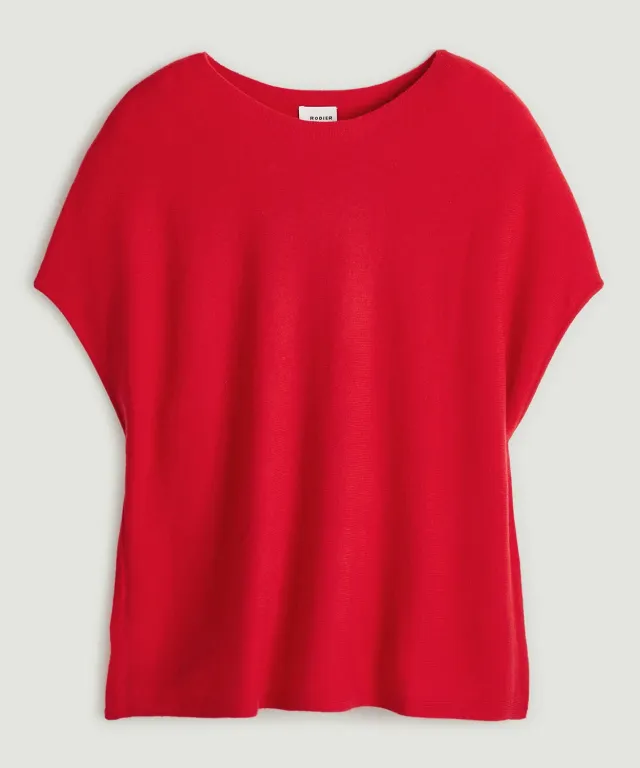 Rodier Poncho in cashmere mantella rosso vermiglio