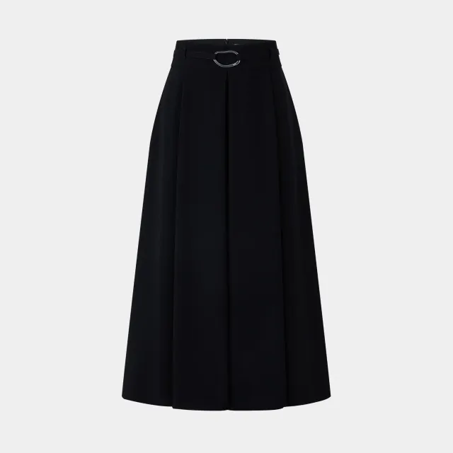 PORTS High-Waist gonna lunga nera pieghe cintura